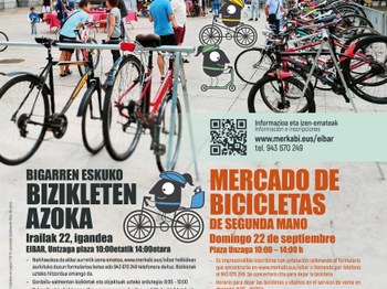 Cartel del mercado de bicicletas de segunda mano.