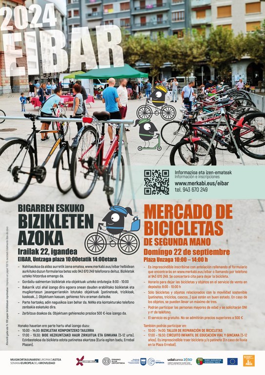 Cartel del mercado de bicicletas de segunda mano.