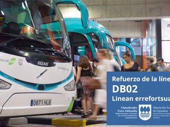 El Departamento de Movilidad, Turismo y Ordenación del Territorio refuerza la línea Ermua-Eibar-Elgoibar-Zarautz-Donostia (DB02), de lunes a viernes.