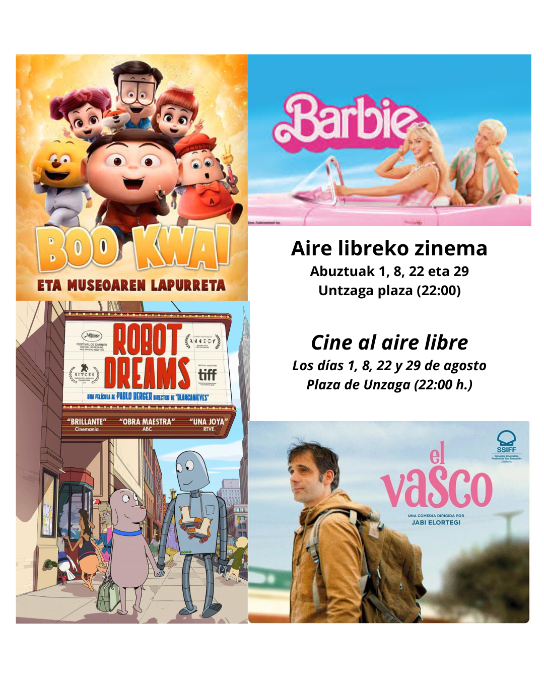 Berriz ere aire libreko zinema egongo da abuztuan