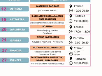 Urtarrileko Eibarko euskararen agenda